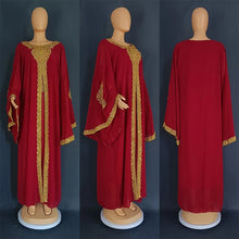 Two Piece Set Dress African Dresses for Women 2023 Traditional Gold Embroidery Clothing Islam Kaftan Abaya Musulman Robe Femme