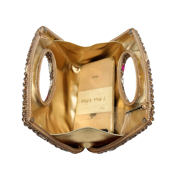 Women's Gold Crystal Clutch Purse