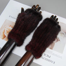 2025 New Brand Style Top Quality Women's 100% Winter Warm Real Mink Fur Knitted Half Finger Gloves Girls Typing Mittens