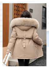 Women's Long Fashionable Hooded Winter Fur Collar Jacket