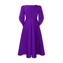 Elegant Dress Woman 2024 Wedding Party Round Neck Half Sleeve High Waisted Pleated Mid Calf Luxury Birthday Dinner Vestidos Robe