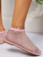 Msfilia Round Toe Sandals With Hollowed Out Internet Famous Diamond Studded Short Boots Summer Sexy Plus Size Flat Shoes
