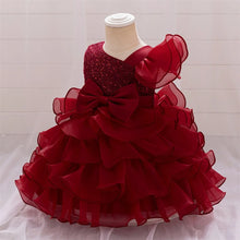 Luxury Baby Sequin Party Dress For Girl Christmas Toddler Layered Bow 1st Birthday Wedding Girl Dresses Formal Lace Baby Clothes