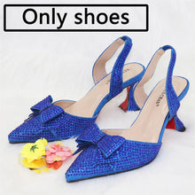 Nigeria Popular New Elegant R.Blue Crinkled Fabric Tote Handle Simple And Versatile Exquisite Party Shoes And bag Set