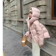Short Parkas Women Streetwear Cropped Down Coat Korean Sweet Puffer Jacket Winter Solid Casual All Match Cotton Padded Outwear