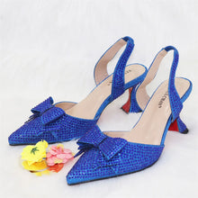 Nigeria Popular New Elegant R.Blue Crinkled Fabric Tote Handle Simple And Versatile Exquisite Party Shoes And bag Set