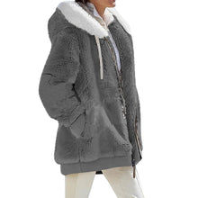 Women's Winter Fashionable Hooded Fleece Solid Color Jacket