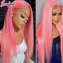 30 36 inch 250% Straight 13x4/13x6 Hd Pure Pink Lace Front Wigs 100% Human Hair For Women Brazilian Color Pre Plucked Glueless