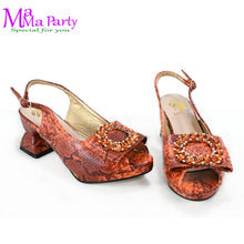 2025 Autumn New Design Specials Italian Women Shoes and Bag Set Comfortable Mid Heels With Rhinestone in Yellow Color