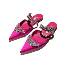 Women's High HeelsTemperament Baotou Silk Wheat Ear Rhinestones Muller Semi-Trailer Pump Pointed Stiletto Sandals