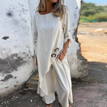 Casual Pants Set Women Loose Irregular O-neck Half Sleeves Pullover  Wide Leg Pants Sets Female Spring Summer Stylish Suit Lady