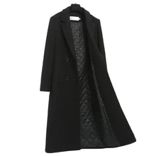 Women's Winter Classic Black Woolen Mid-Length Woolen Blend Overcoat