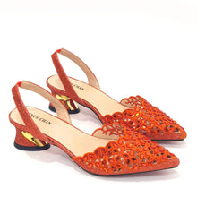Women's Hollowed Out Embroidery Rhinestone Italian Design Shoes and Bags Set