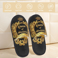 Custom Queen Of Absolutely Everything Gold Baroque Soft Memory Foam House Slippers Women Comfy Warm Anti-skid Sole Slipper