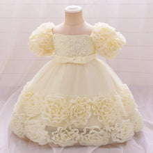 Girls 3D Flower Party Princess Dress for Baby Christmas Gown 1-10 Yrs Birthday Bow Tulle Bridemaid Dresses Wedding Kids Clothing