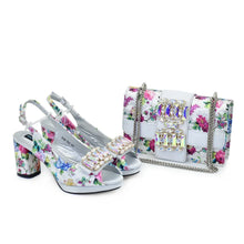 New Arrival Women Shoes and Bags To Match Set Italy Lady Peep Toe Shoes Sexy Wedding Party Sandals Rhinestone Women Pumps