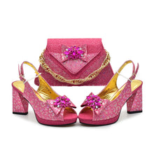 Newest Arrival Purple Color Peep Toe Women Sandals Shoes Matching Bag Set for Ladies Wedding Party Pumps Designer Shoes and Bag