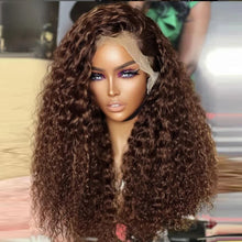 250% 30 36 inch Chocolate Brown Kinky Curly 13x4 Hd Lace Front Wig Human Hair Brazilian Colored 13x6 Lace Frontal Water Wig Wear