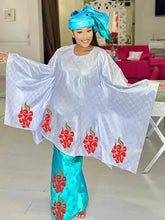 Shiny Bazin Riche Long Dresses For Ankara Women Daily Clothing Free Size 2024 Latest Free Size Bazin Riche Dashiki Robe Scarf