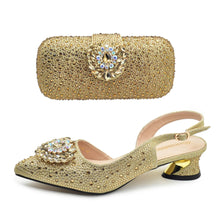 Purple Shoe and Bag Set for Party Women Shoes and Bags To Match Set Italy Elegant Rhinestone Lady Heeled Pumps Women Wedding