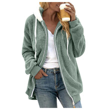 Women's Winter Fashionable Hooded Fleece Solid Color Jacket