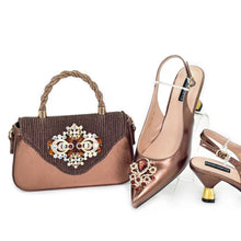 Fashion African Matching Shoes and Bags for Party Nigerian Women Nigerian Italian Shoes and Bags Set Decorated with Rhinestone