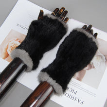 2025 New Brand Style Top Quality Women's 100% Winter Warm Real Mink Fur Knitted Half Finger Gloves Girls Typing Mittens