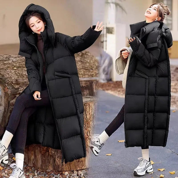 Women's New Winter Parkas Long Down Padded Jacket Hooded thick Warm