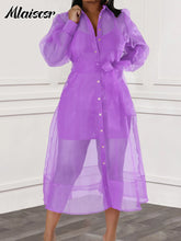 Mlaiscsr African Party Women Elegant Strap Mini Dress and Single Breasted Mesh Shirts Dress 2 Pieces Sets Beach Summer Vestidos