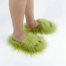 Faux Fur Slippers 2023 Women Winter Plush Warm Home Flat Slides Mongolian Wool Flip Flops Y2K Girls Furry Shoes Cute Slippers