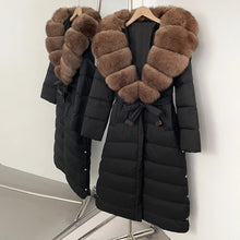 Real Fox Fur Collar Puffer Jacket Duck Down Thuck Coat For Women
