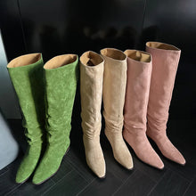 Fashion Knee Length Women's Frosted Leather Long Boots