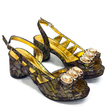Elegant Heels for Womens Peep Toe Special Material Design Rhinestone Sandals Italian Shoes and Bags Matching Set 2024