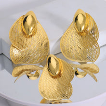2025 New Style Design Ring and Earrings 2Pcs Set For Women Girl Exaggerated Pretty Jewelry Set For Party Wedding Gift