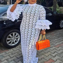 White African Wedding Party Dresses For Women 2023 Autumn Elegant Hollow Out Muslim Fashion Abaya Dashiki Robe Long Maxi Dress