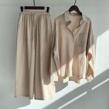 Women's Retro Cotton Linen Shirt Set High Waist Loose Pants Two Piece Suit Traditional Chinese Style Clothing Ensemble