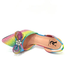 Women's Rhinestone Bow Side Italian Party Shoes And Bags Set