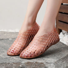 Summer Mesh Hole Flat Sandals For Women Jelly Shoes Elegant Fisherman Loafers Walking Comfy