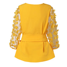 Plus Size 5XL VONDA Women Mesh Blouses 2024 Summer Bohemian Patchwork Tops Belted Blusas Casual Flowers Loose Shirt Oversize