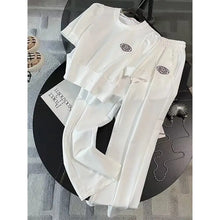 2025 Fashion Leisure Sports Set Summer New Style Aging Reduction Short Sleeve Wide Leg Pants Two Piece Set Pant Sets Short Se