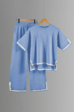 Two-piece Summer New Knitted Elegant Trousers Suit Short-sleeved Pullover Wide-leg Pants Casual Home Two-piece Women's Set