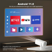 New 2024 4K Android 11 Dual Wifi6 200 ANSI Allwinner H713 BT5.0 1080P 1280*720P Home Cinema Outdoor portable Projetor