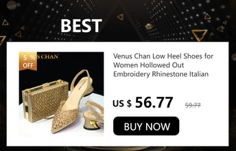 Venus Chan Black Hollow Design With Pointed Shoes And Fashion Three-Dimensional Bag Cozy Rhinestones Are Suitable For Parties