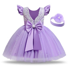 Elegant Kid Dress for Girl Tutu Fluffy Princess Pearls Wedding Gown Children Birthday Party Dress Summer Girl Sleeveless Clothes