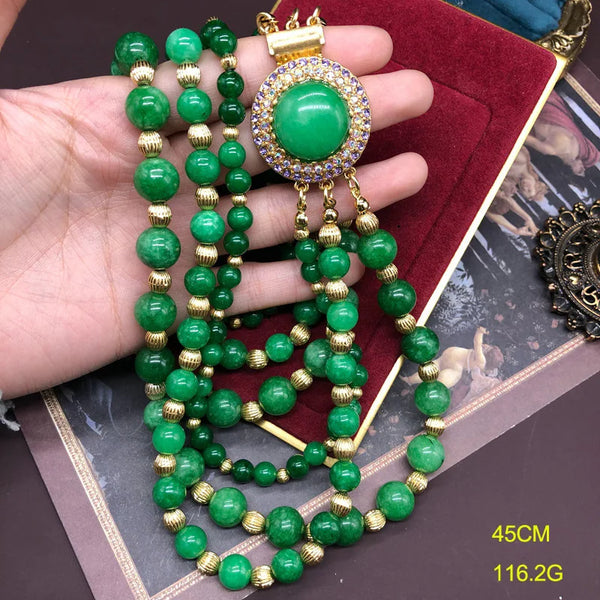 Natural grandmother green strawberry crystal beads rhinestone necklace earrings bracelet luxury exquisite women wedding jewelry