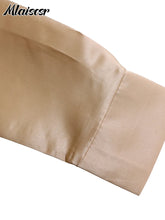 Mlaiscsr Lapel Button A Lint Khaki Mid Dress Women Elegant Office Long Sleeve Bandage Pocket Pleated Birthday Commuter Vestidos