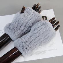 Women's Knit Faux Fur Winter Warm Finger-less Gloves