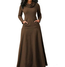 Women's Elegant Plus Size Maxi High Collar Long-sleeved Dress
