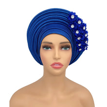 2024 New African Headtie Turban Nigeria Head Ties with Flowers Already Made Auto Gele Women Head Wraps for Wedding Party