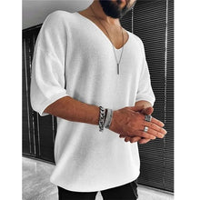 New 2025 Men's Summer Short Sleeve Knit Tops Shirts Casual V-neck British Loose Shirts Male Solid Shirts for Men Fashion Tops